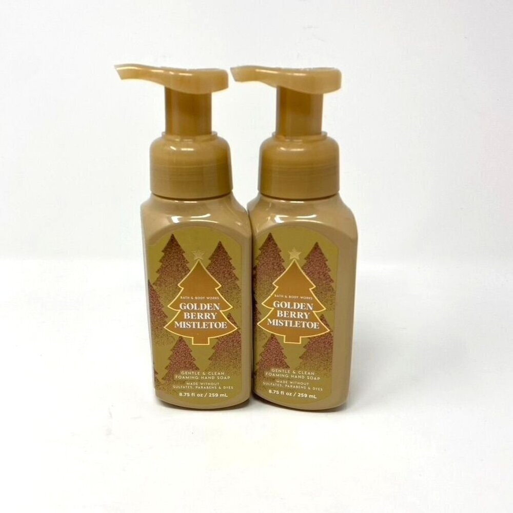 Bath & Body Works 2-Pack Foaming Hand Soap Golden Berry Mistletoe 8.75 Oz